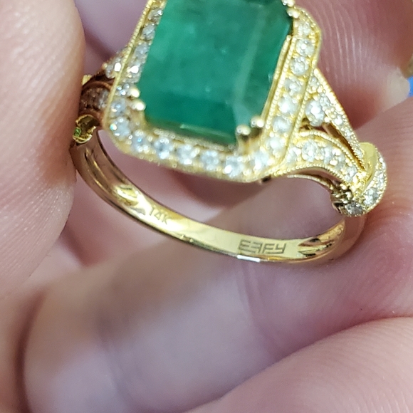 Effy 14k Emerald & diamond ring size 7 1/4 - Picture 3 of 10